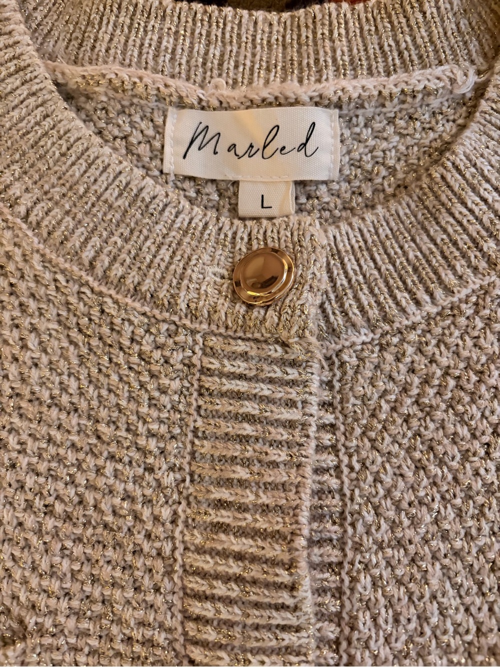 Cream Textured Button-Front Pocket Sweater - Picture 2 of 3
